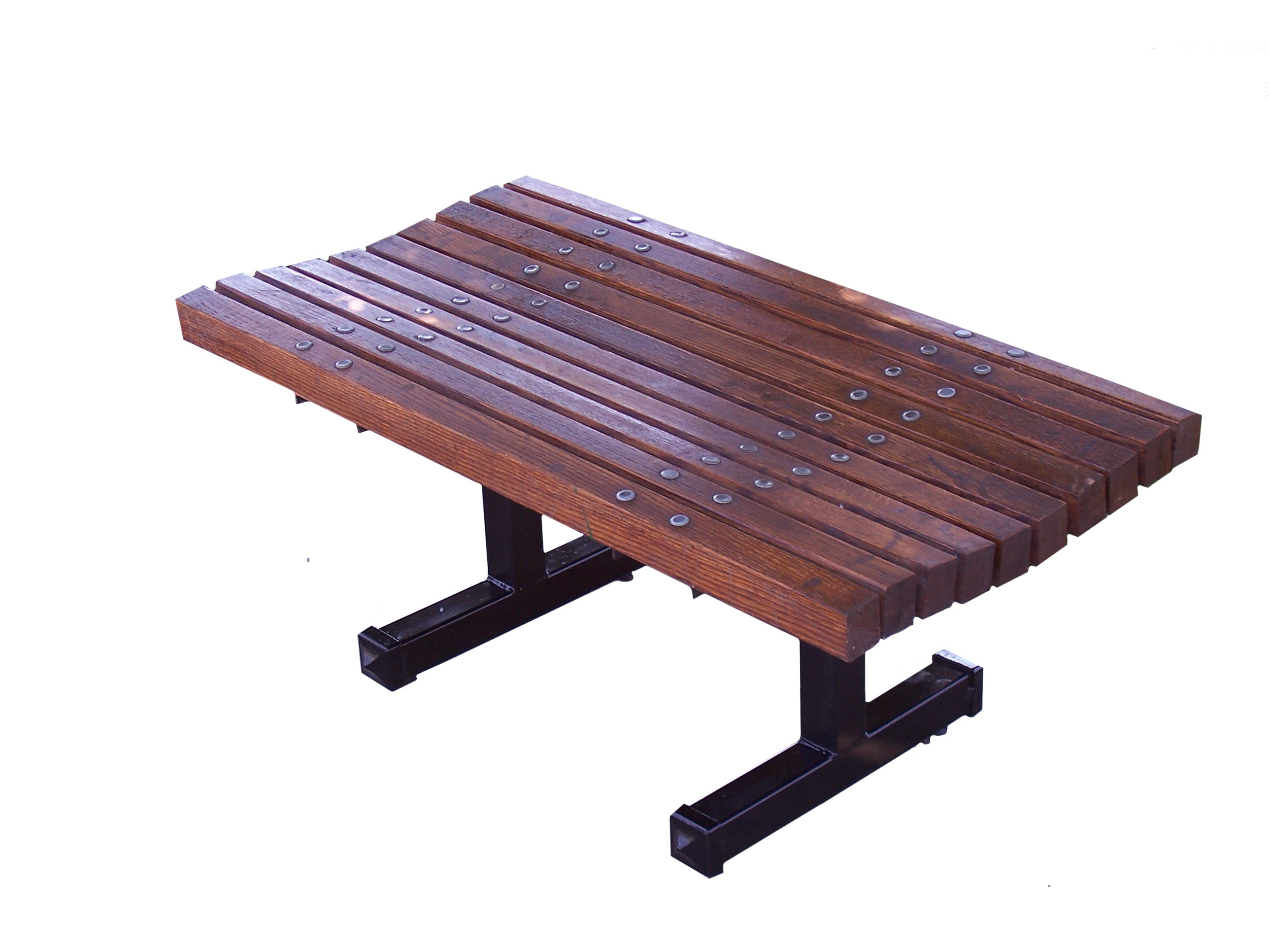 Contoured Backless Wooden Bench | Wood Park Benches